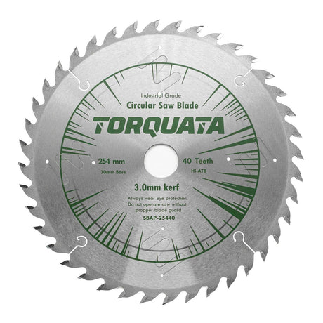 Torquata 254mm circular saw blade for wood, laminate, and composite materials on tablesaw
