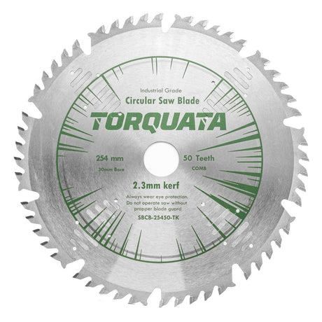 Torquata Thin Kerf Combination Circular Saw Blade in action on a table saw