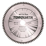 Torquata 254mm fine finish circular saw blade for mitre saws cutting wood, chipboard, and MDF