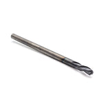 Torquata Triple Flute Long Carving Ball Nose ZrN Coated CNC Router Bit in action on wood