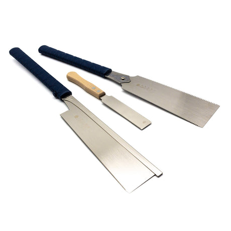 Three-piece Japanese saw set: Ryoba, Dozuki, Flush Cut saws for woodworking enthusiasts in Australia