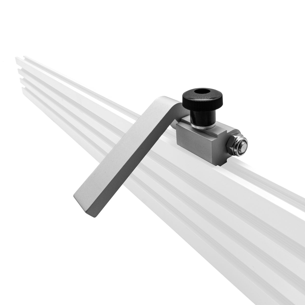 Torquata Multi-Track Flip Stop accessory for woodworking tools on T-Track Rail