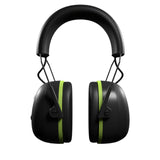 ISOtunes Air Defender Bluetooth Earmuffs in Black/Green - Over-ear design for comfortable hearing protection with Bluetooth connectivity
