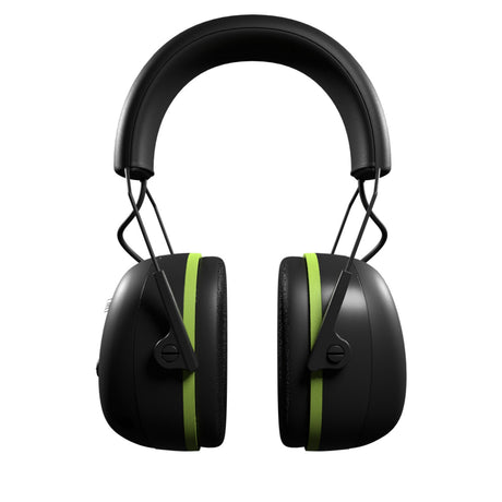 ISOtunes Air Defender Bluetooth Earmuffs in Black/Green - Over-ear design for comfortable hearing protection with Bluetooth connectivity