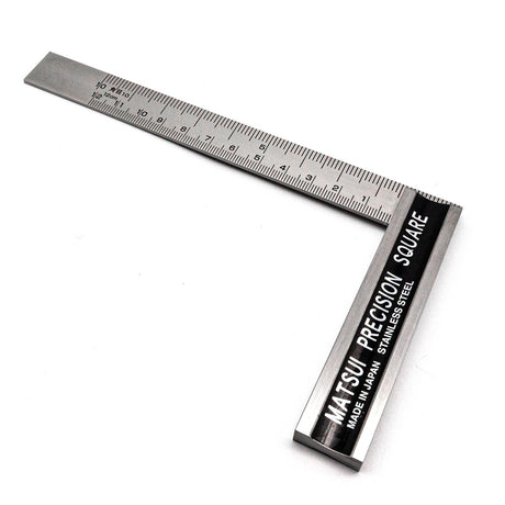 Matsui 150mm Stainless Steel Precision Square with Metric & Kakume Scales, ideal for precise woodworking measurements