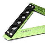 Torquata Triangular Carpenters Square 90/45 Degree 210mm in use on wooden workbench