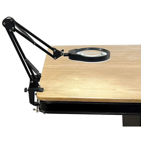 iGaging EZ-View Magnifying Glass LED Desk Light with 125mm Lens showcasing 3 lighting modes in action