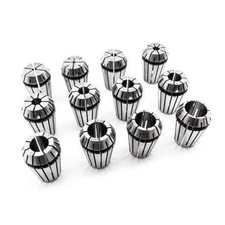 Sherwood ER20 Router Collet Metric 12 Piece Set in use with various collet sizes on a wooden router chuck