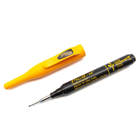 Pica Ink Deep Hole Marker in black, featuring adjustable extended tip