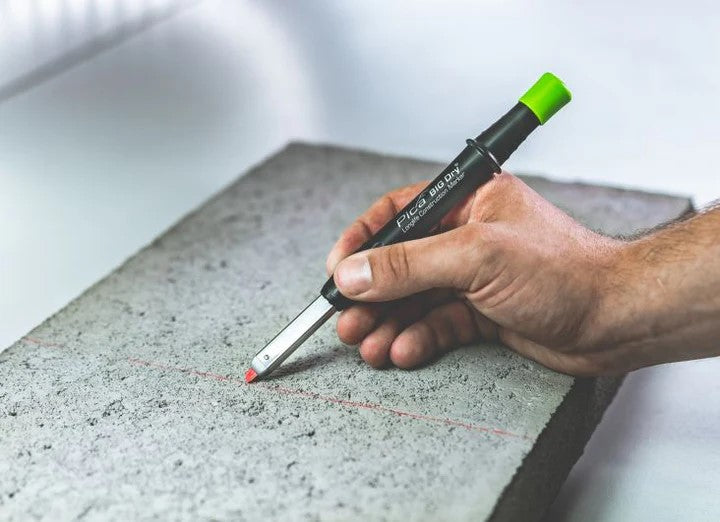 Pica Big Dry Automatic Long-life Construction Pencil Pacer in action - precise and durable woodworking tool