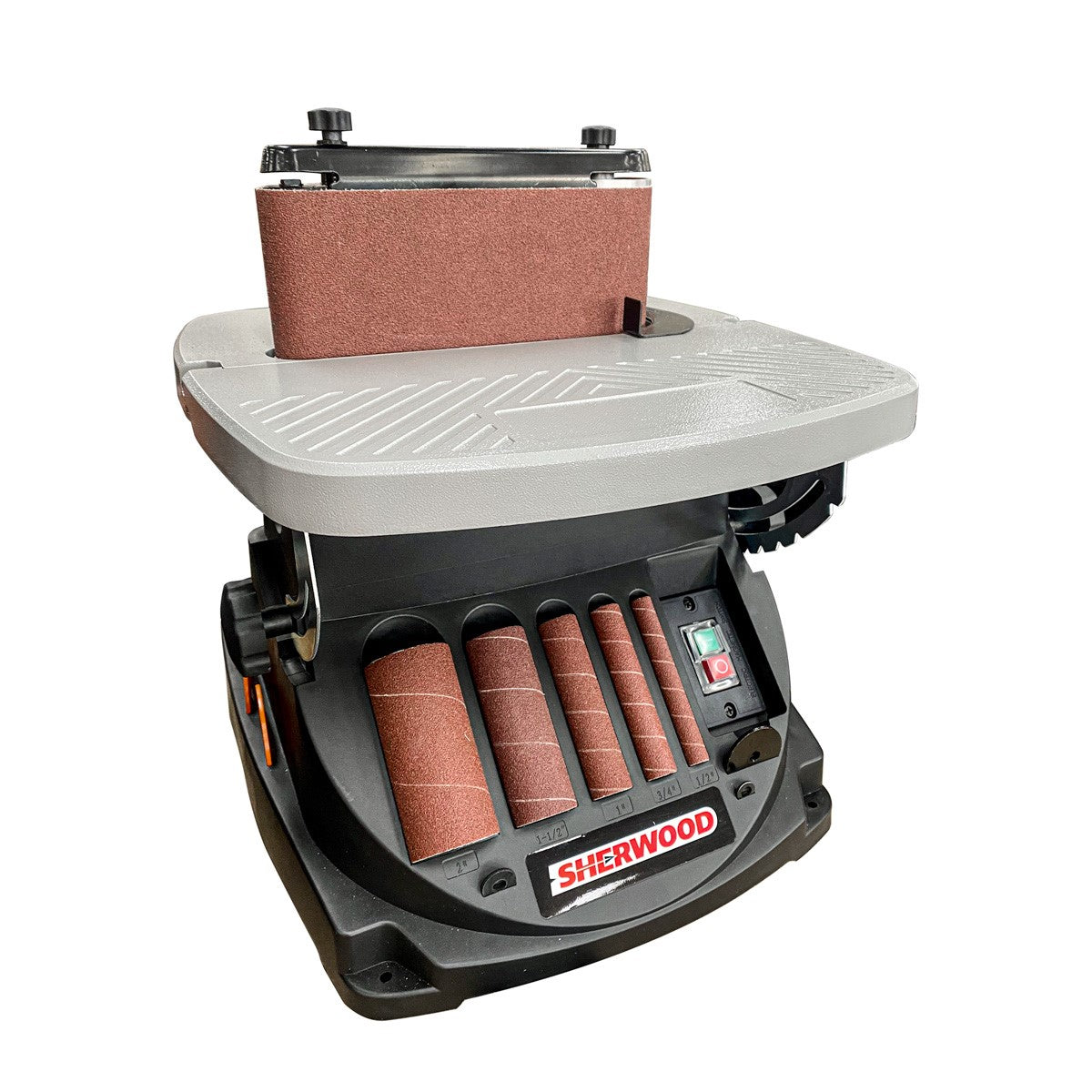 Sherwood Oscillating Spindle & Belt Sander showing versatile design for spindle and belt sanding