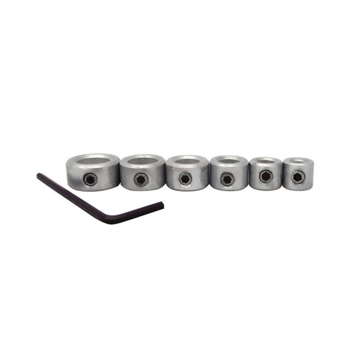 Milescraft drill depth stops set of 7 metric stop collars in use on woodworking project