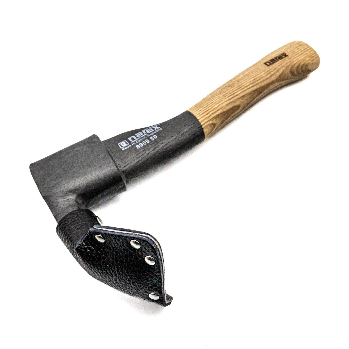 Narex Small Adze 50mm Blade, 290mm Handle, Leather Sheath - Side View