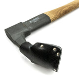 Narex Large Adze with Leather Sheath, side view showing 70mm blade width and 620mm handle