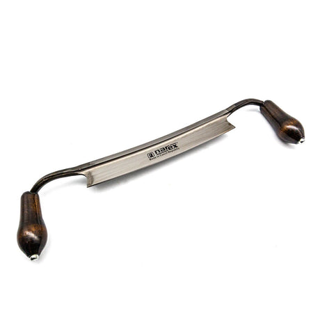 Narex Curved Drawknives with Beech Handles and Leather Cover in woodwork setting