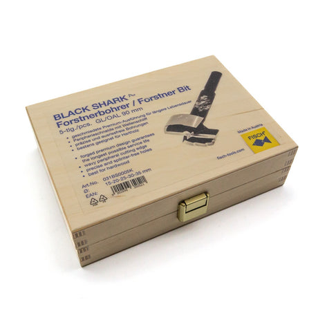 Fisch Black Shark Pro Set of 5 Forstner Bits for Hardwood Metric - High-performance woodworking drill bits in action