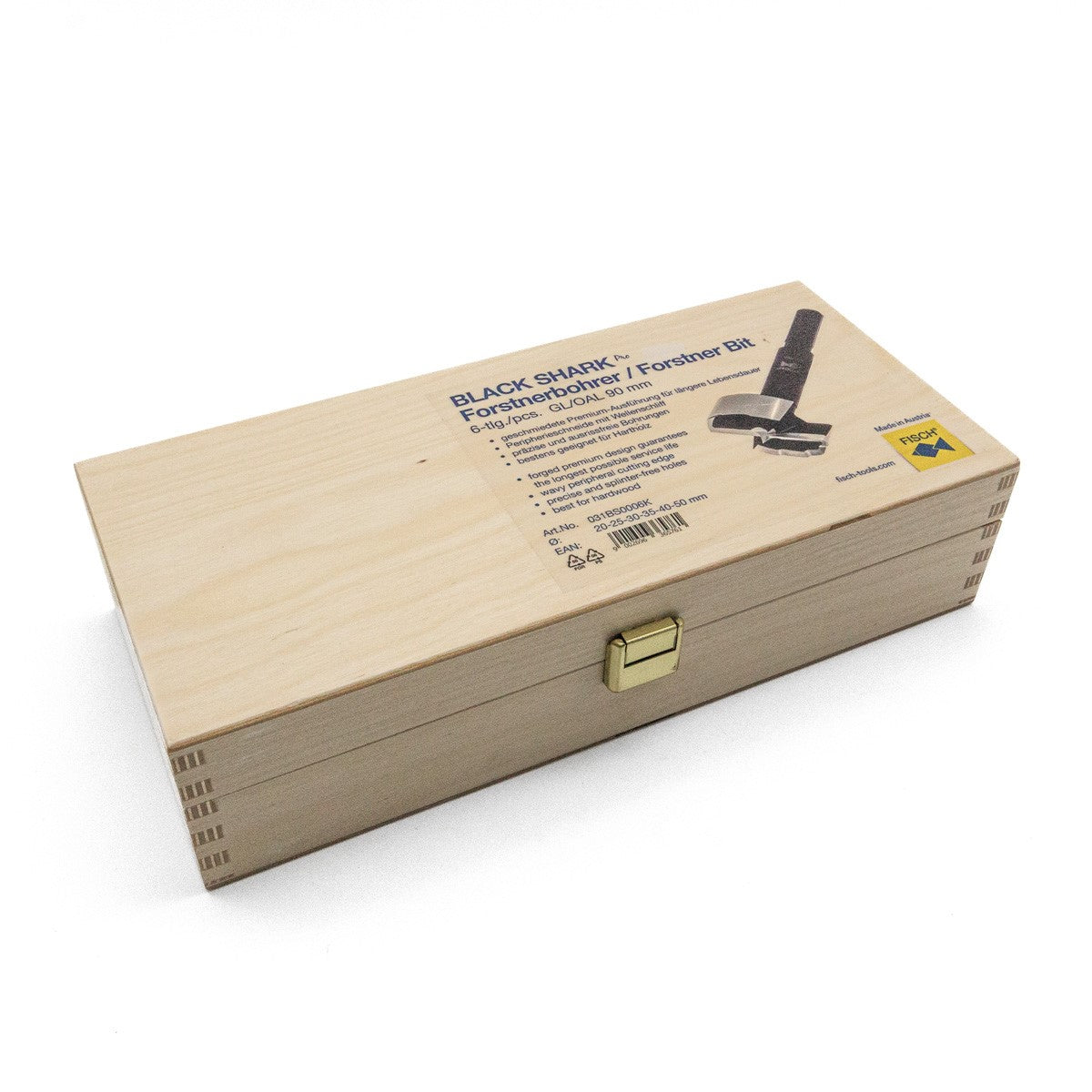 Fisch Black Shark Pro Set of 6 Forstner Bits - High-performance woodworking tool for precision drilling in hardwood