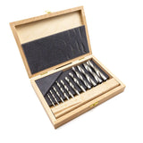 Fisch Professional Brad Point Drill Bits 11 Piece Set, high-performance HSS drill bits with brad point lip and spur tip