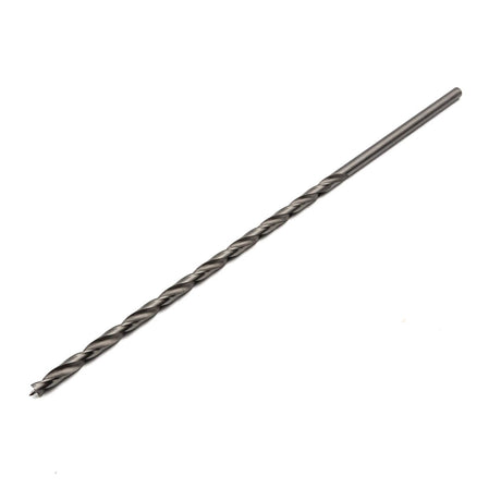 Fisch 7mm HSS Brad Point Extra Long Drill Bit in action drilling wood with precision