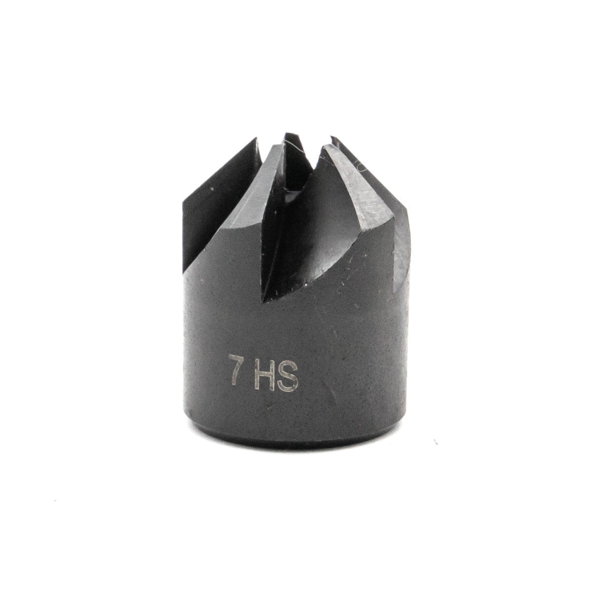 Fisch Rose Countersink Bits attached to a drill bit on wooden surface