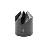 Fisch Rose Countersink Bits attached to a drill bit on wooden surface