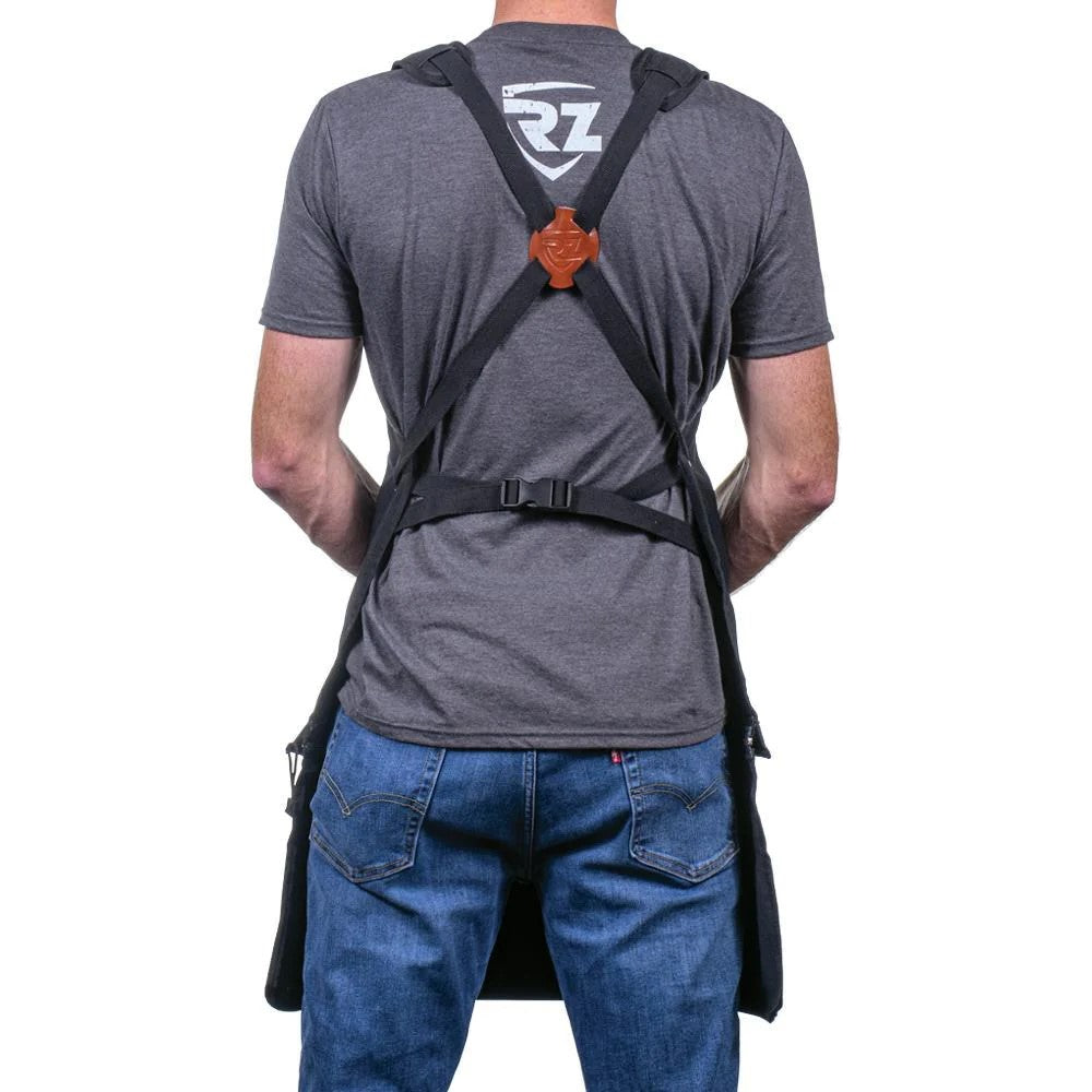 RZMask 3-in-1 Woodworkers Apron showcasing its versatile utility belt feature