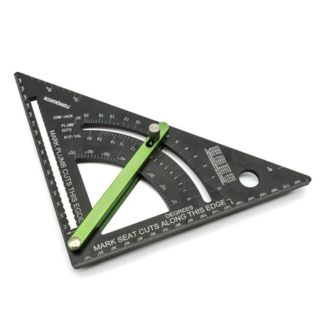 Aluminium rafter square with adjustable fence for precise rafter layout