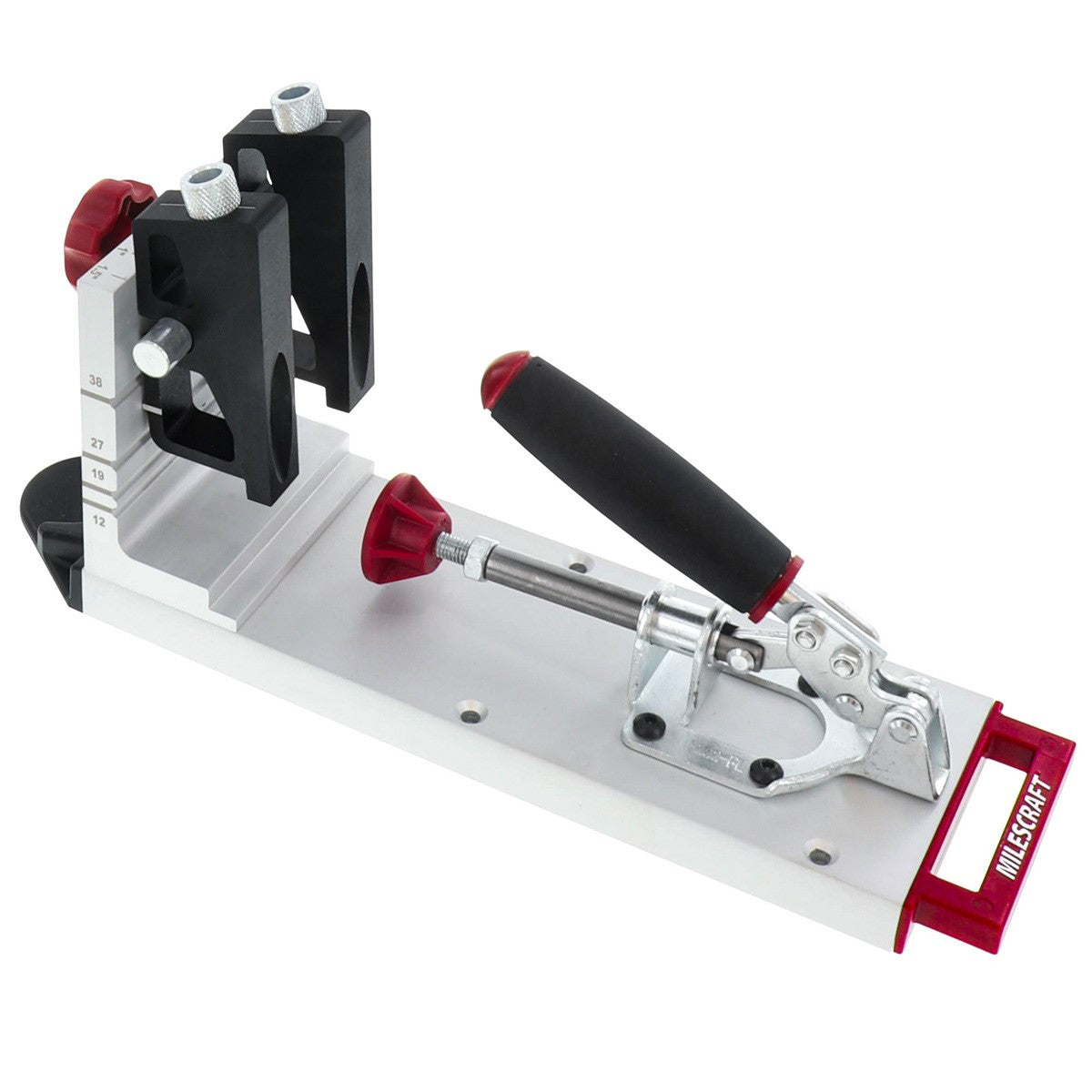 Milescraft Pocket Hole Jig 400 in use on wood plank