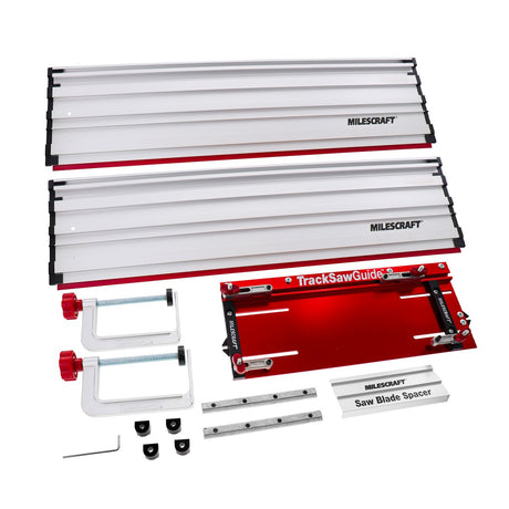 Milescraft Track Saw Guide Set transforming circular saw into precise track saw system. Ideal for smaller workshops, panel cutting jobs