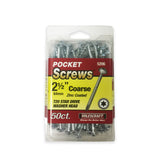 Milescraft 63mm Coarse Thread Pocket Hole Screws in zinc-coated finish with T20 Star drive ideal for woodworking projects