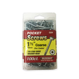Milescraft 37mm Coarse Thread Pocket Hole Screws in zinc coating, T20 Star head for secure joining