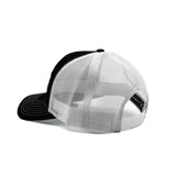 Melbourne Tool Company black & white embroidered trucker cap with logo on front