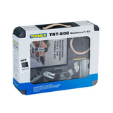 Tormek Woodturners Accessory Set for Wetstone Grinders, close-up of sharpening tools on wooden bench
