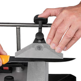 Tormek Wetstone Grinder Wide Centering Knife Jig in use on a wooden blade