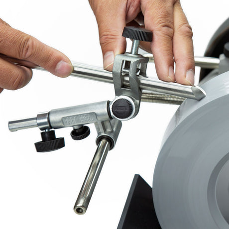 Tormek Wetstone Grinder Gouge & Turning Tool Jig in action, producing razor-sharp results swiftly