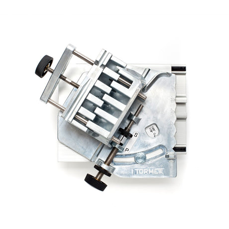 Tormek Wetstone Grinder Drill Bit Sharpening Attachment in action, sharpening drill bits of 3 - 22mm diameter