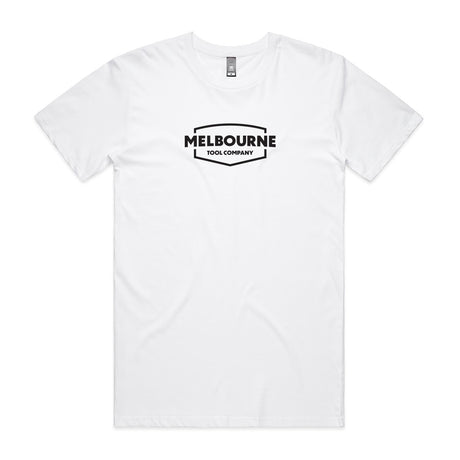 Melbourne Tool Company Snow White T-Shirt with Chevron Logo, front view