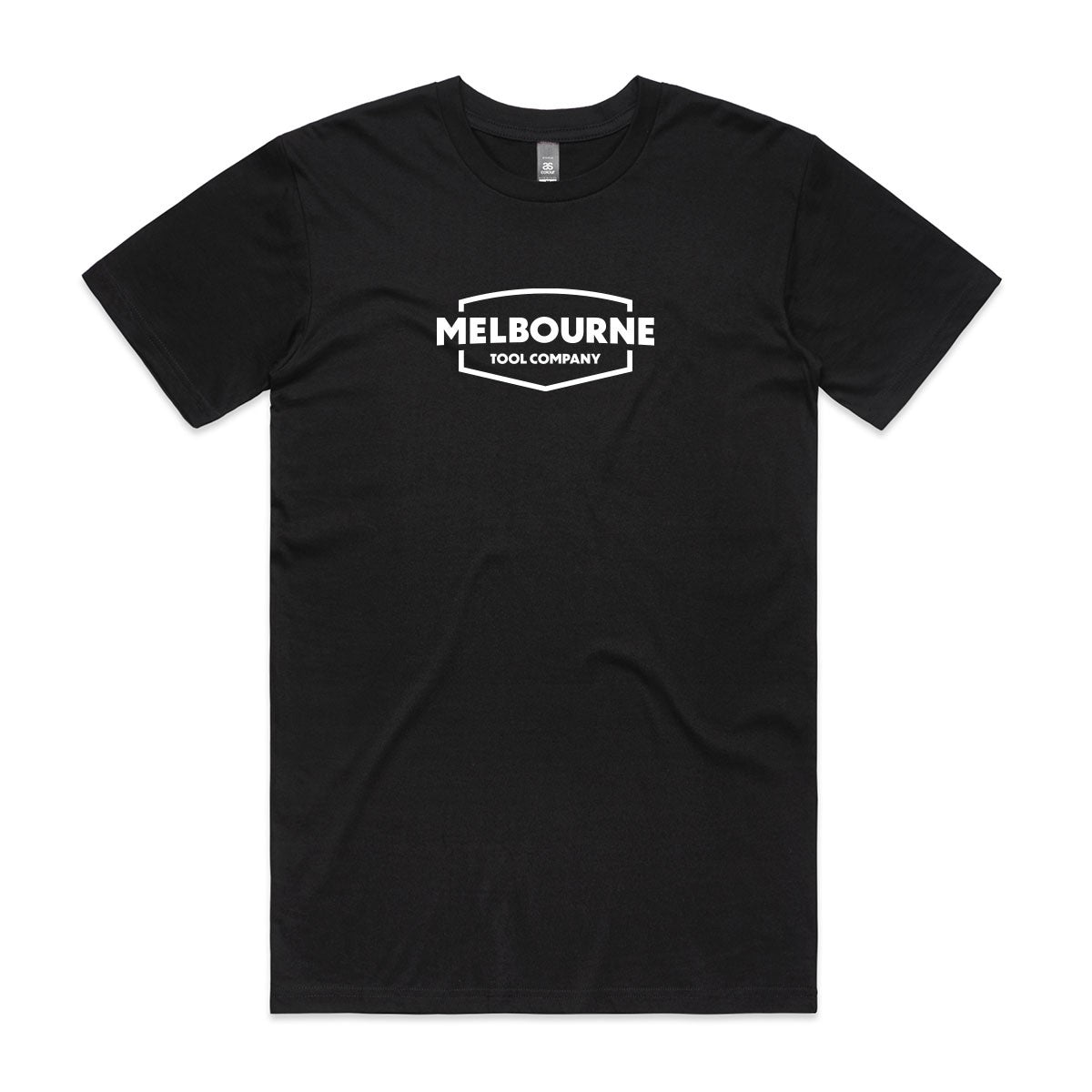 Melbourne Tool Company Black T-Shirt with Chevron Logo, front view