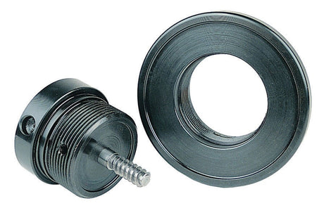 Vicmarc 3-in-1 M30 x 3.5 Face Plate Screw for Wood Lathes, showcasing versatile diameters of 50mm, 75mm, and 100mm