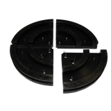 Vicmarc Multipurpose Jaws for VM90/100 Chuck on wood lathe, with segments removed for versatile use. Uni-Chuck adaptability shown