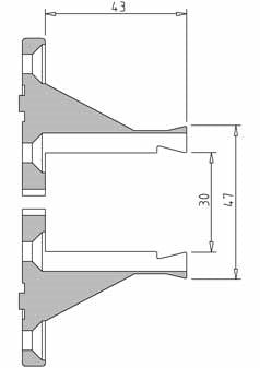 Vicmarc Long Nose Jaws for VM120/150 Chuck showing enhanced access for woodworking lathe projects