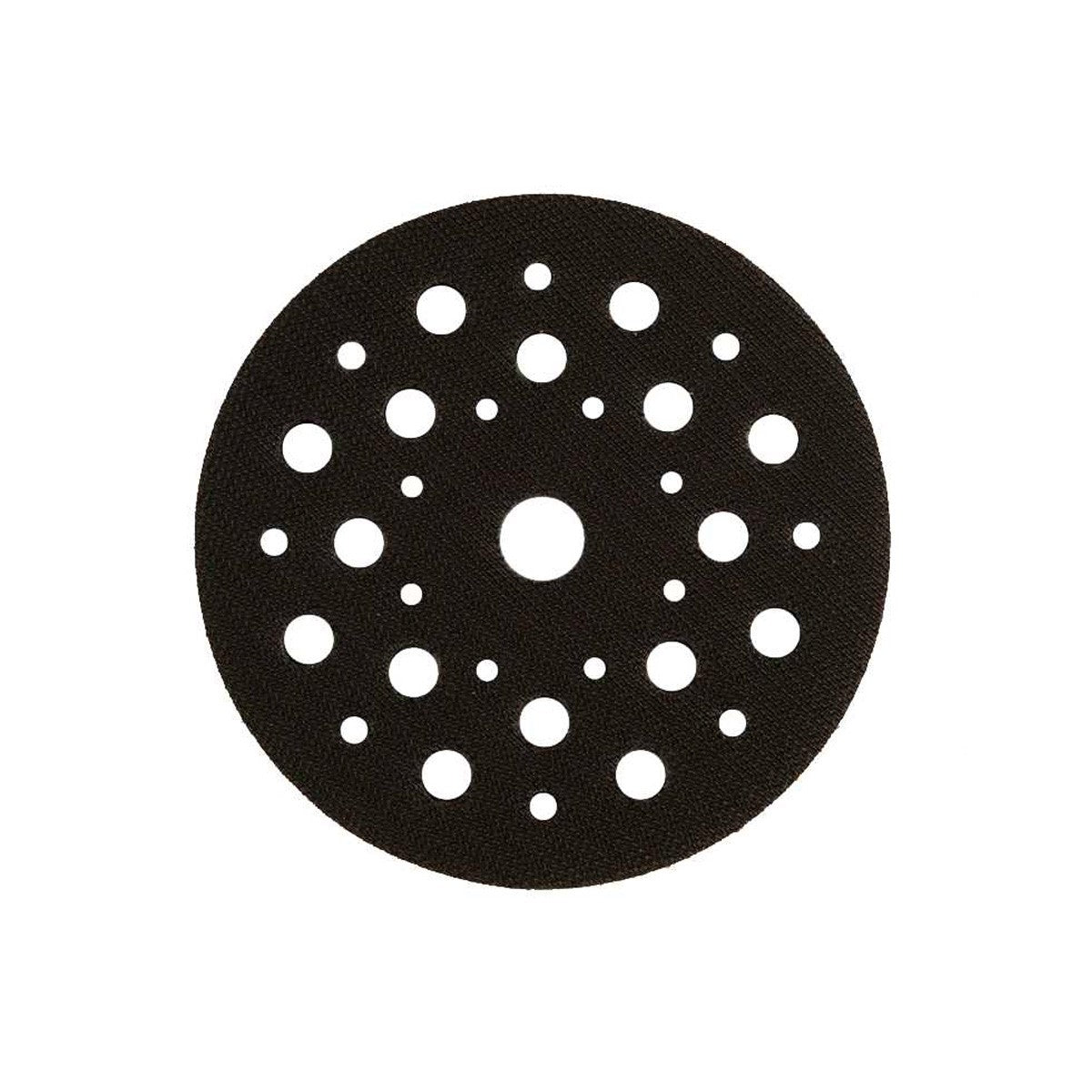 Mirka Orbital Sander Interface Pad 125mm x 10mm 5 Pack in use on wood surface