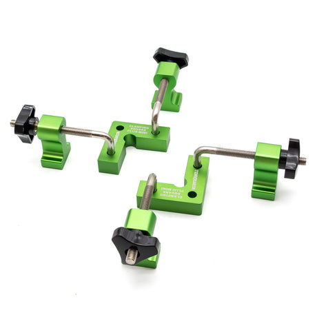 Torquata 59mm Corner Clamping Set - 2 Aluminium Squares & 4 Clamps in use for precise 90-degree corner joints