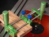 Torquata Small Workpiece Jig for Router Table Joinery, angled view showing safe and precise woodworking setup