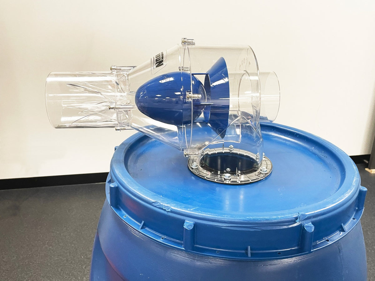 Megaton Vortex Cyclone Separator for 4" dust extraction system - side view showcasing compact design and efficient performance
