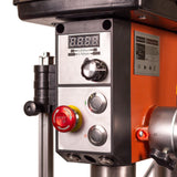 Sherwood 750W EVS Drill Press in action, showcasing precision drilling capabilities