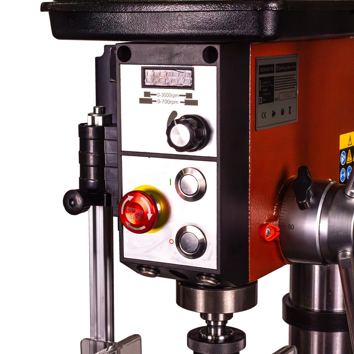 Sherwood 1100W EVS Drill Press showcasing variable speed control for precision woodworking