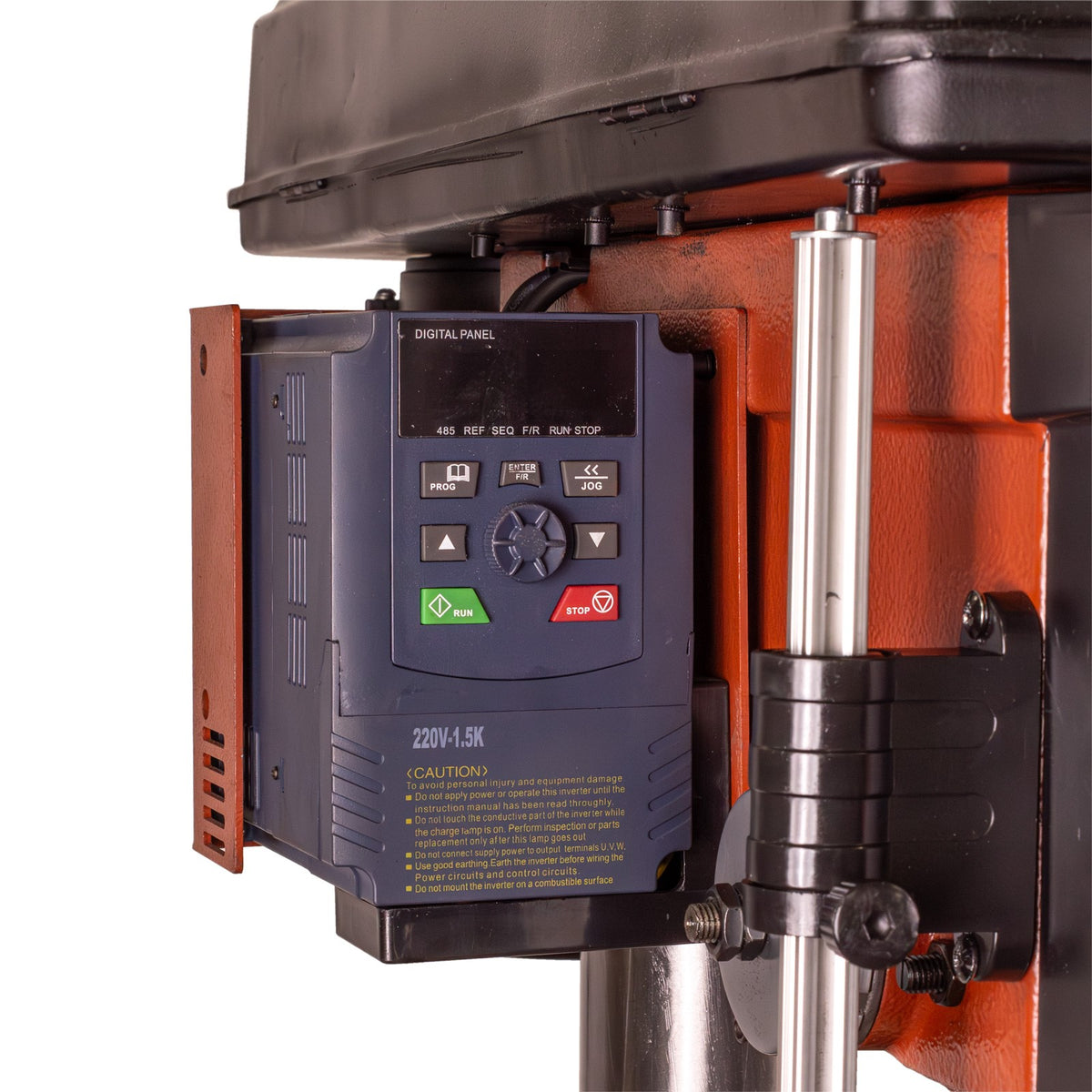 Sherwood EVS Pedestal Drill Press 1500W showcasing electronic speed control for precise drilling