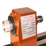 Sherwood Micro Wood Lathe 200mm Swing 300W Variable Speed in use, crafting delicate wood designs