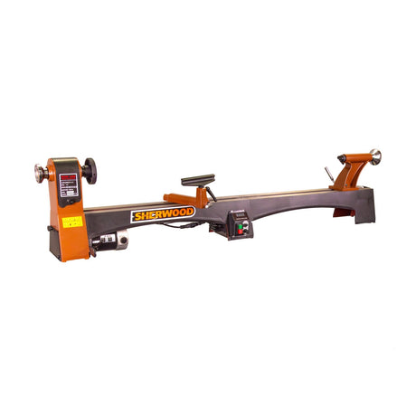 Sherwood Wood Lathe Bed Extension 770mm for SWL-1224 showing extension attachment on lathe bed